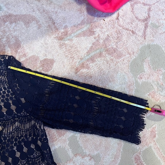 Jessica H Women's Navy Nude Lace Dress Size 6. 3/4 Sleeve - Picture 8 of 9